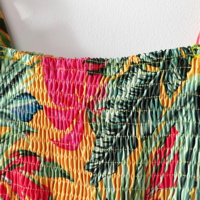 Smocked Tropical Print Dress for Toddler Girl