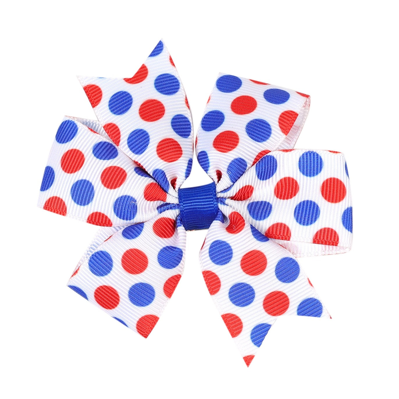 Toddler Kids Red White Blue Bow 2-Piece Hair Clip Set