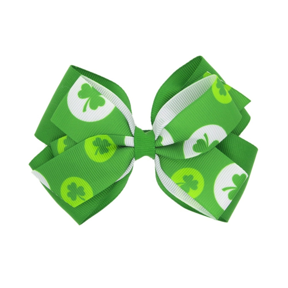 Toddler Kids St. Patrick's Day Lucky Clover Bow Hair Clip