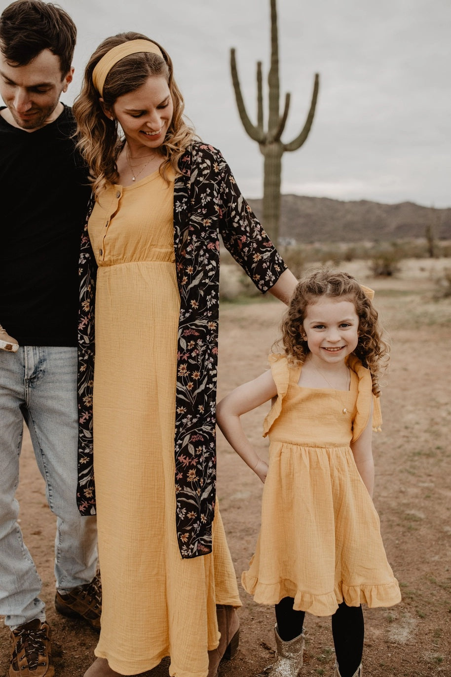 Mommy & Me Yellow Maxi Matching Dress - Women