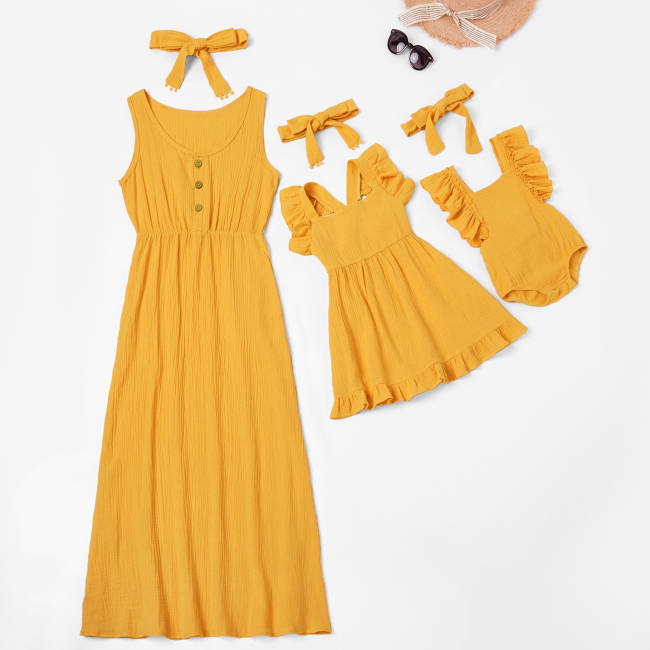 Mommy & Me Yellow Maxi Matching Dress - Women