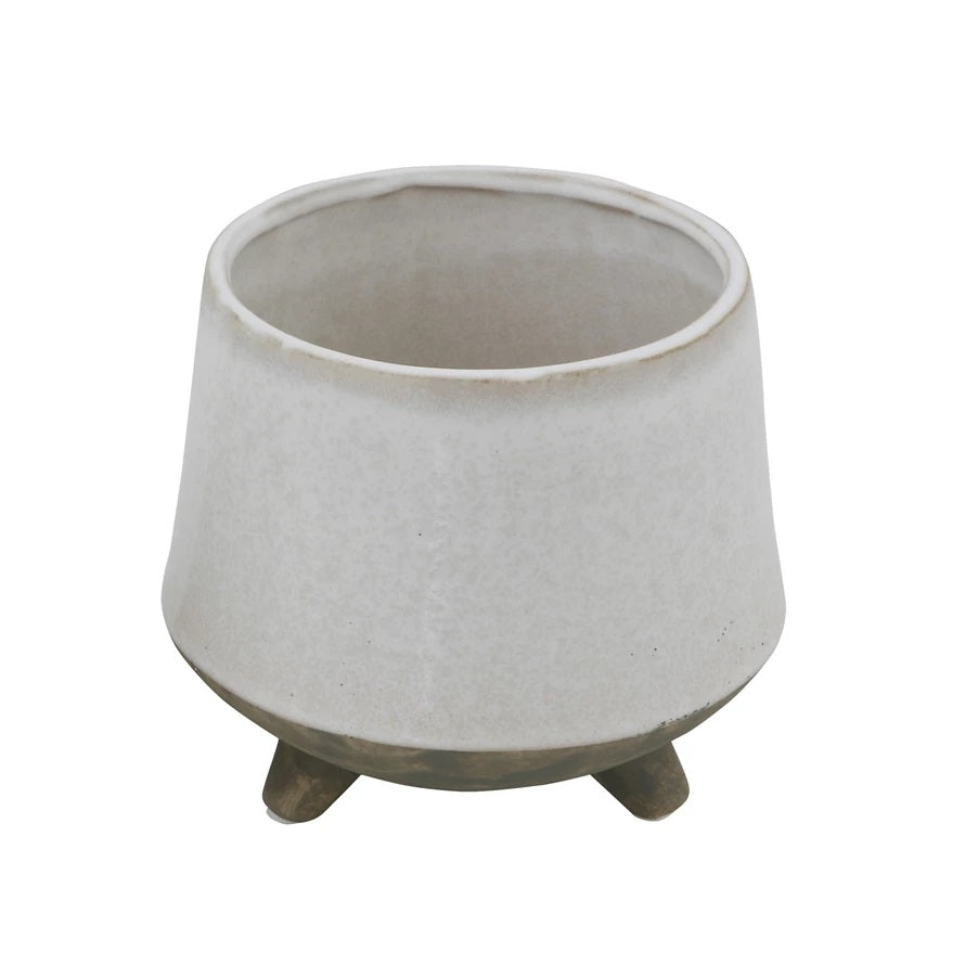 Bloomingville, Stoneware Footed Planter in White - Boutique Dandelion