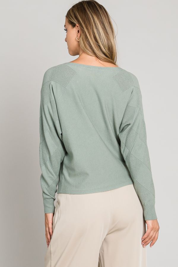 Allie Rose, Soft Textured Sleeve Dolman Pullover Sweater
