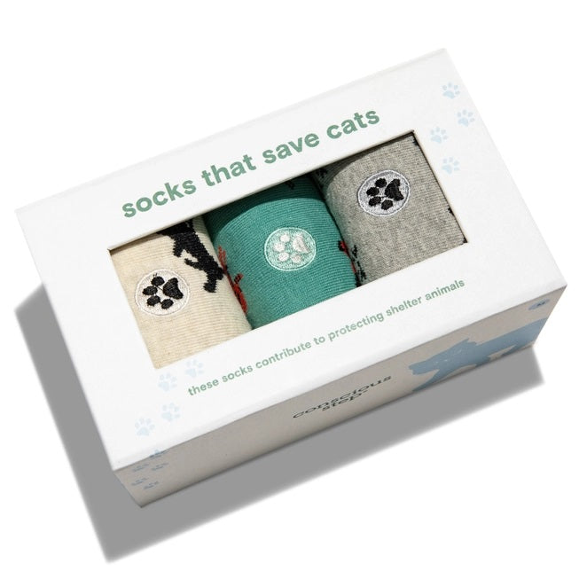 Conscious Step, Boxed Set Socks That Save Cats - Boutique Dandelion