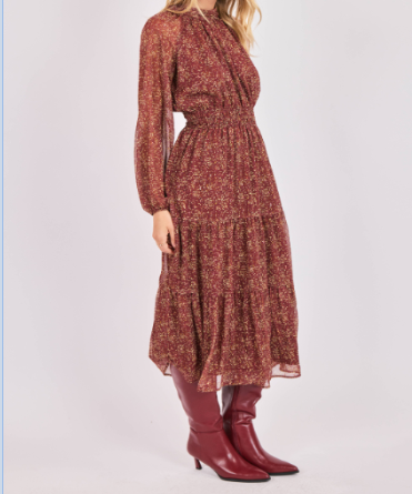 Candlelight Mockneck Tiered Midi Dress