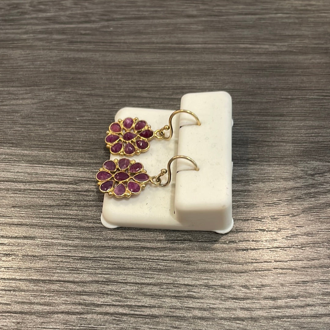 Natural Ruby Flower Earrings