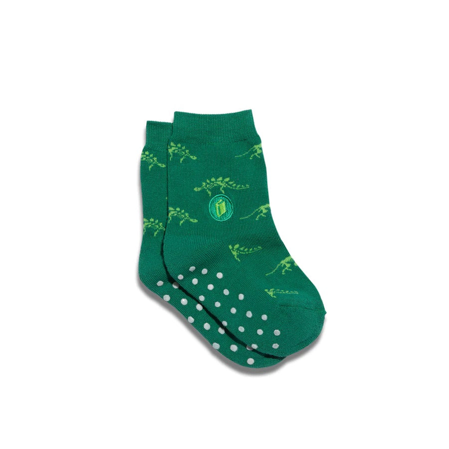 Conscious Step, Kids' Socks That Give Books in Green Dinosaur - Boutique Dandelion