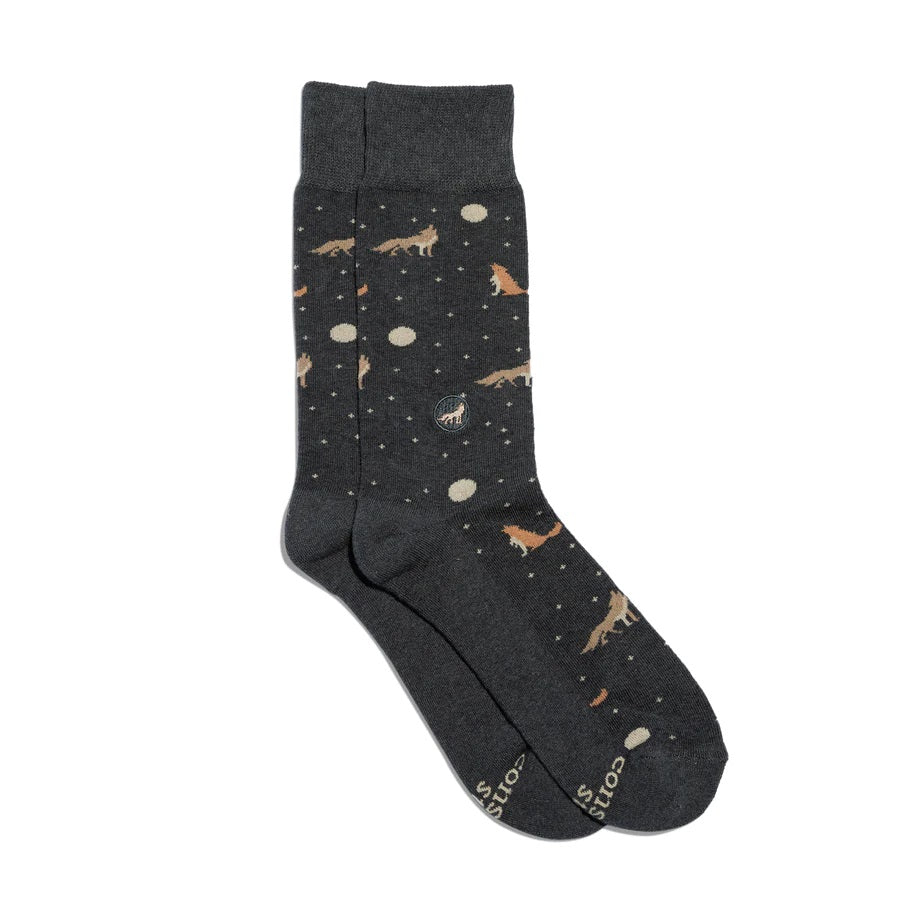 Conscious Step, Socks That Protect Wolves - Full Moon Friends Dark Grey - Boutique Dandelion