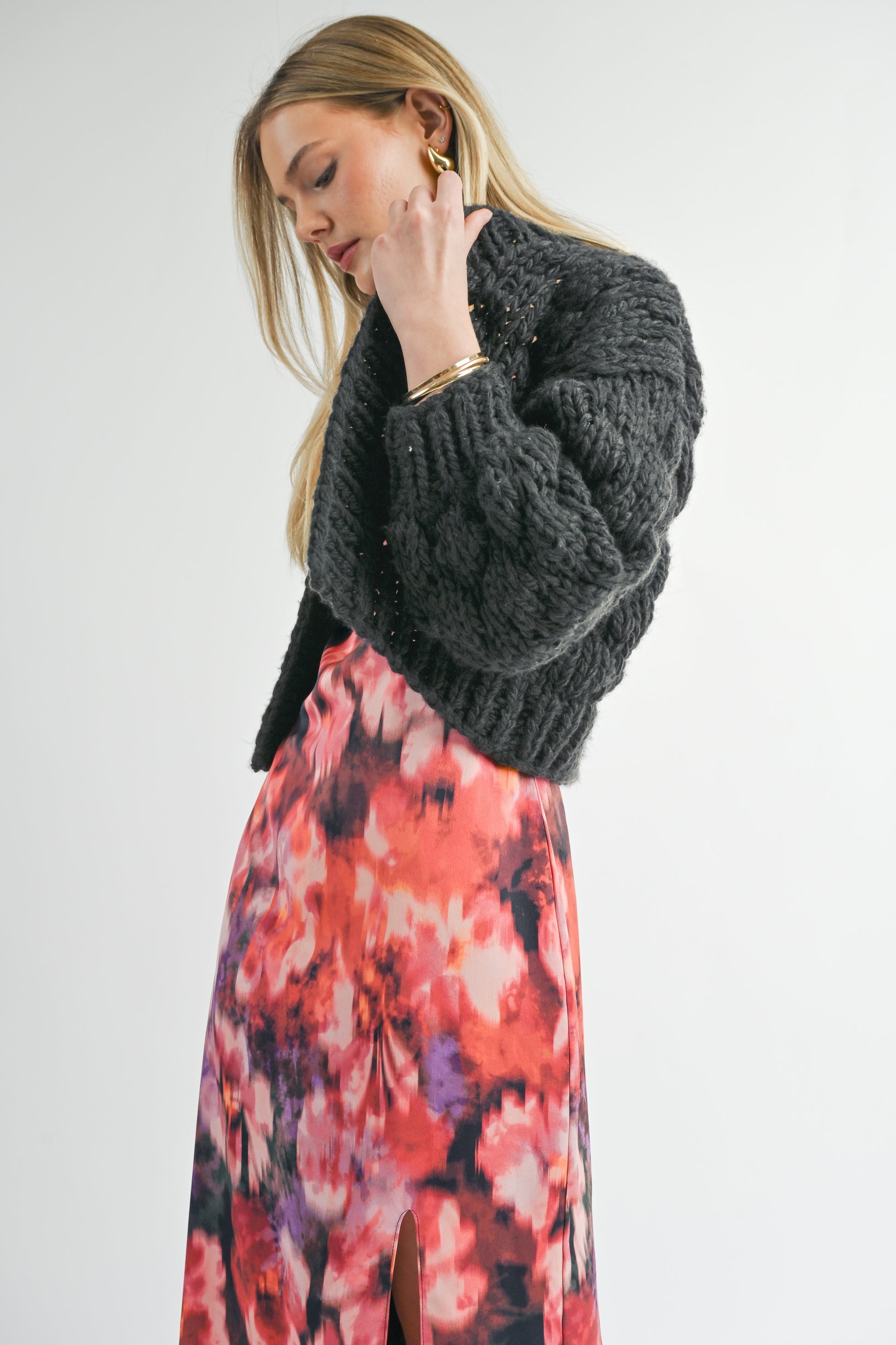 Sage The Label, This And That Chunky Cardi in Charcoal - Boutique Dandelion