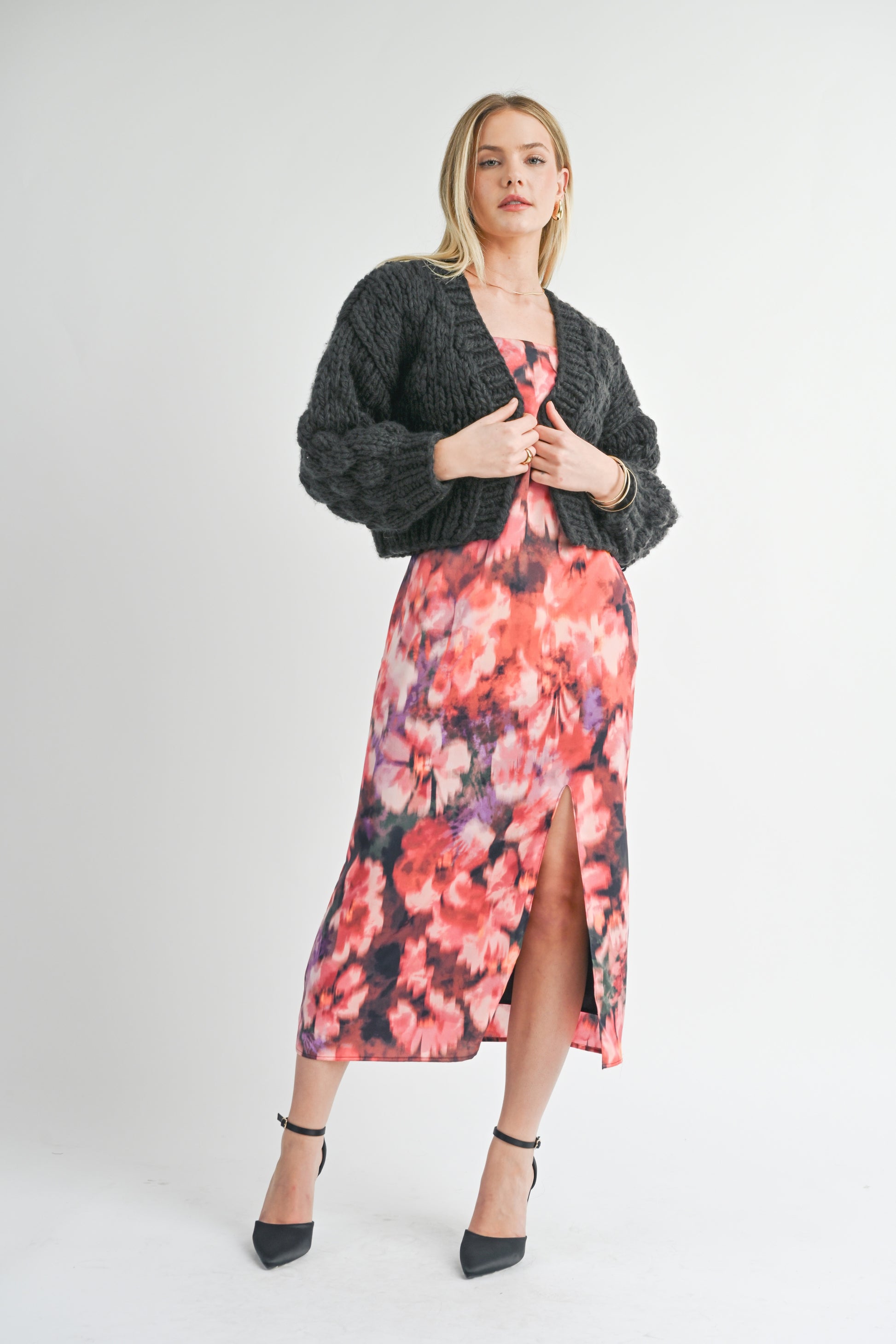 Sage The Label, This And That Chunky Cardi in Charcoal - Boutique Dandelion