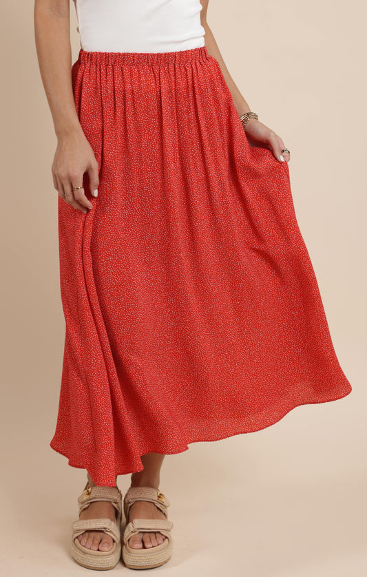 Sadie & Sage, Nina Elastic Waist Flowy Midi Skirt