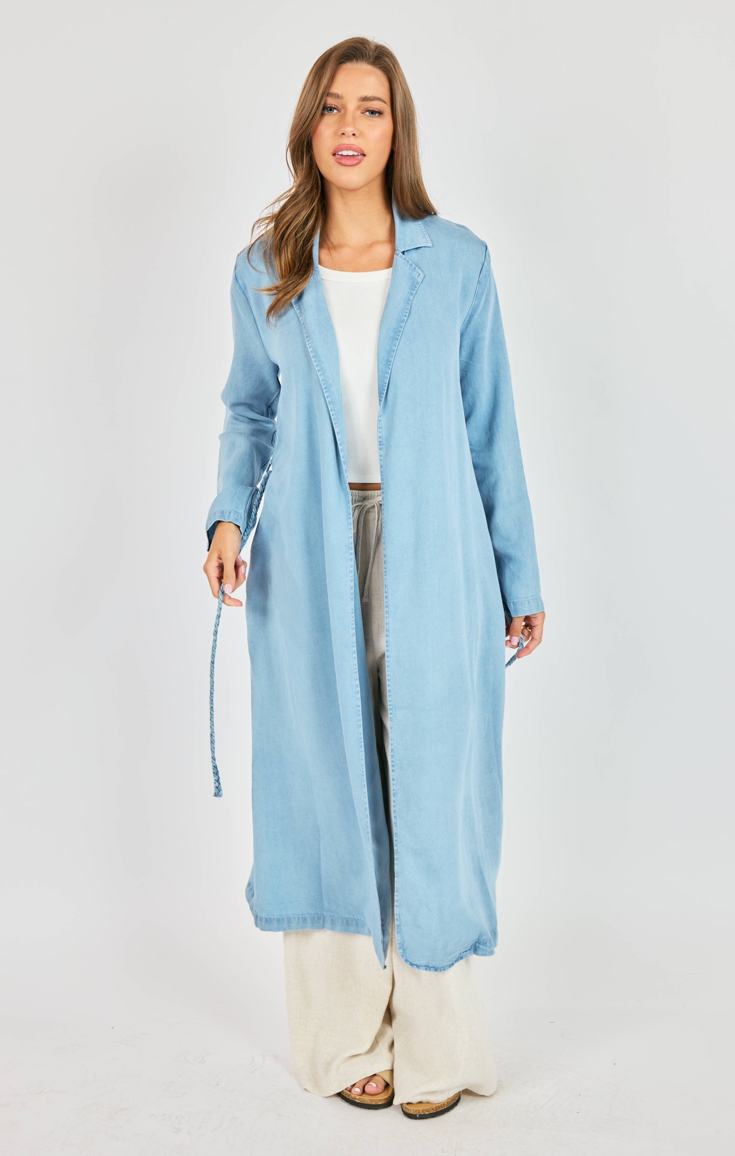 It's Pouring Duster Coat With Braided Belt