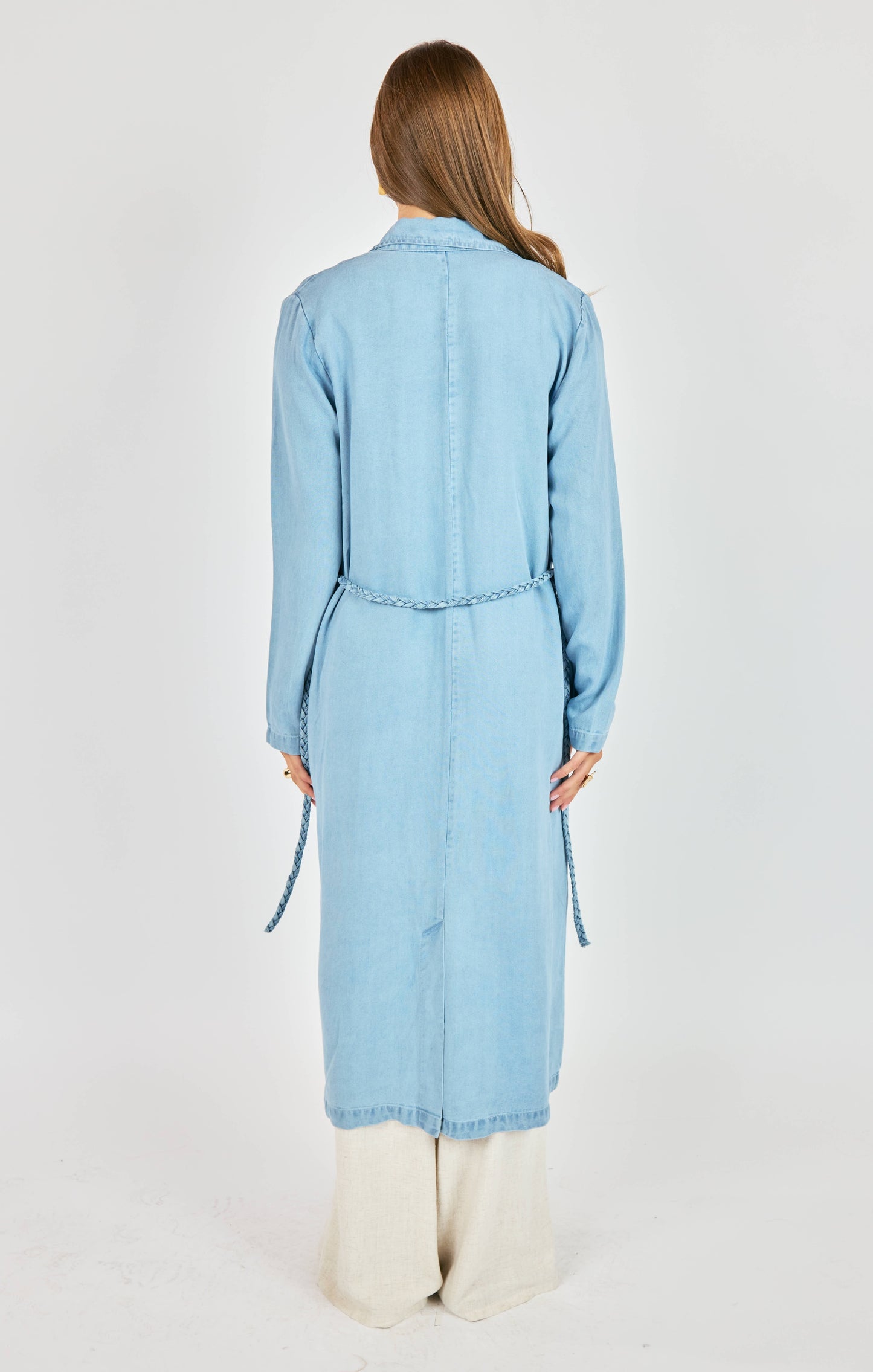 It's Pouring Duster Coat With Braided Belt