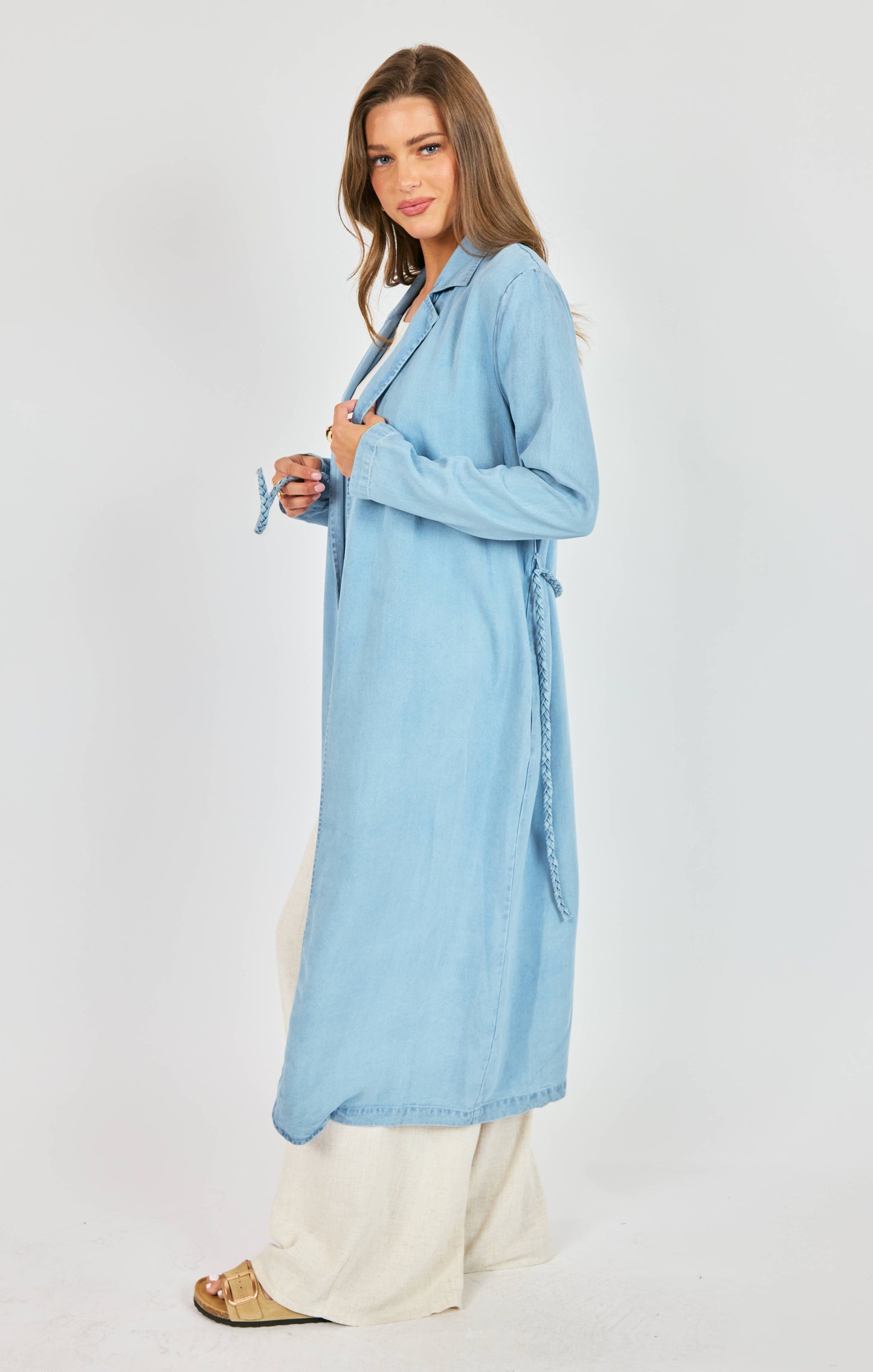 It's Pouring Duster Coat With Braided Belt