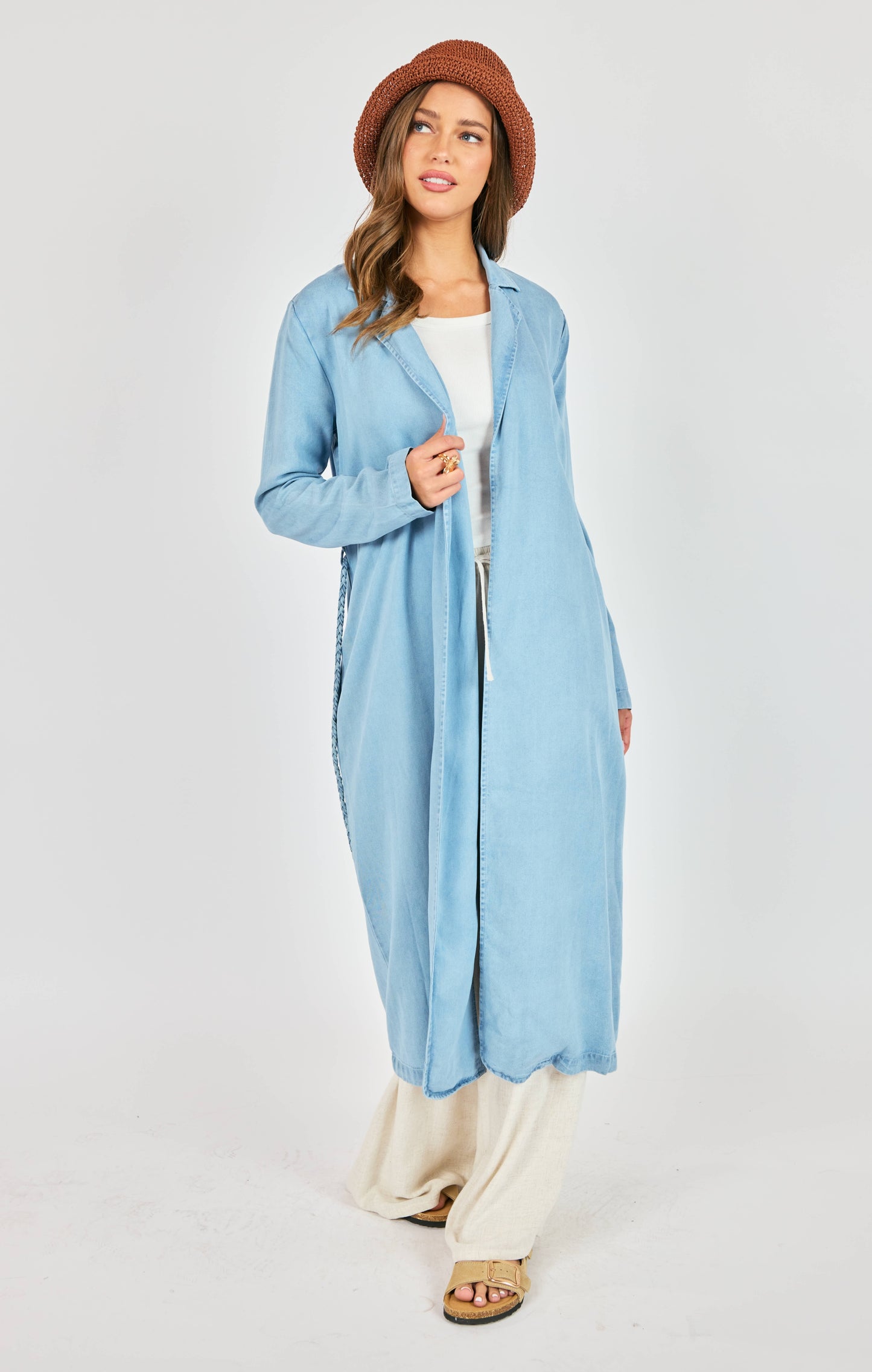 It's Pouring Duster Coat With Braided Belt