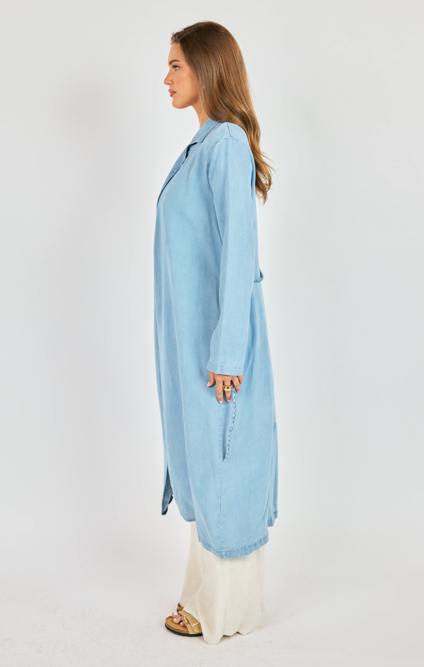 It's Pouring Duster Coat With Braided Belt