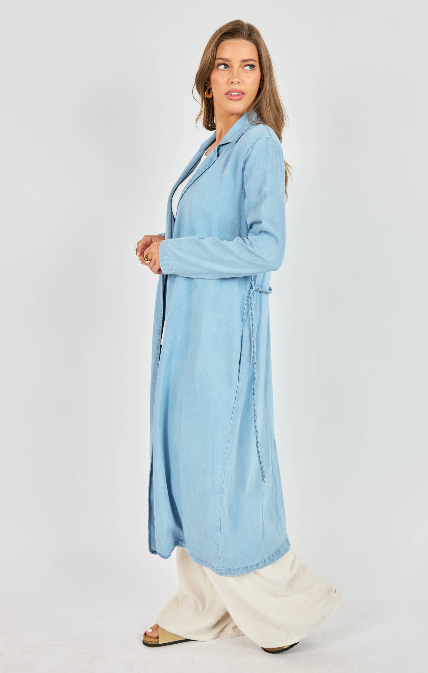 It's Pouring Duster Coat With Braided Belt