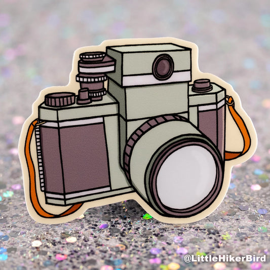 Little Hiker Bird, Vintage Camera Vinyl Sticker