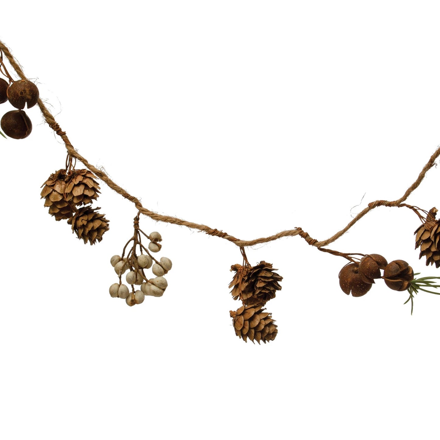 Natural Pinecone Garland with White Berries