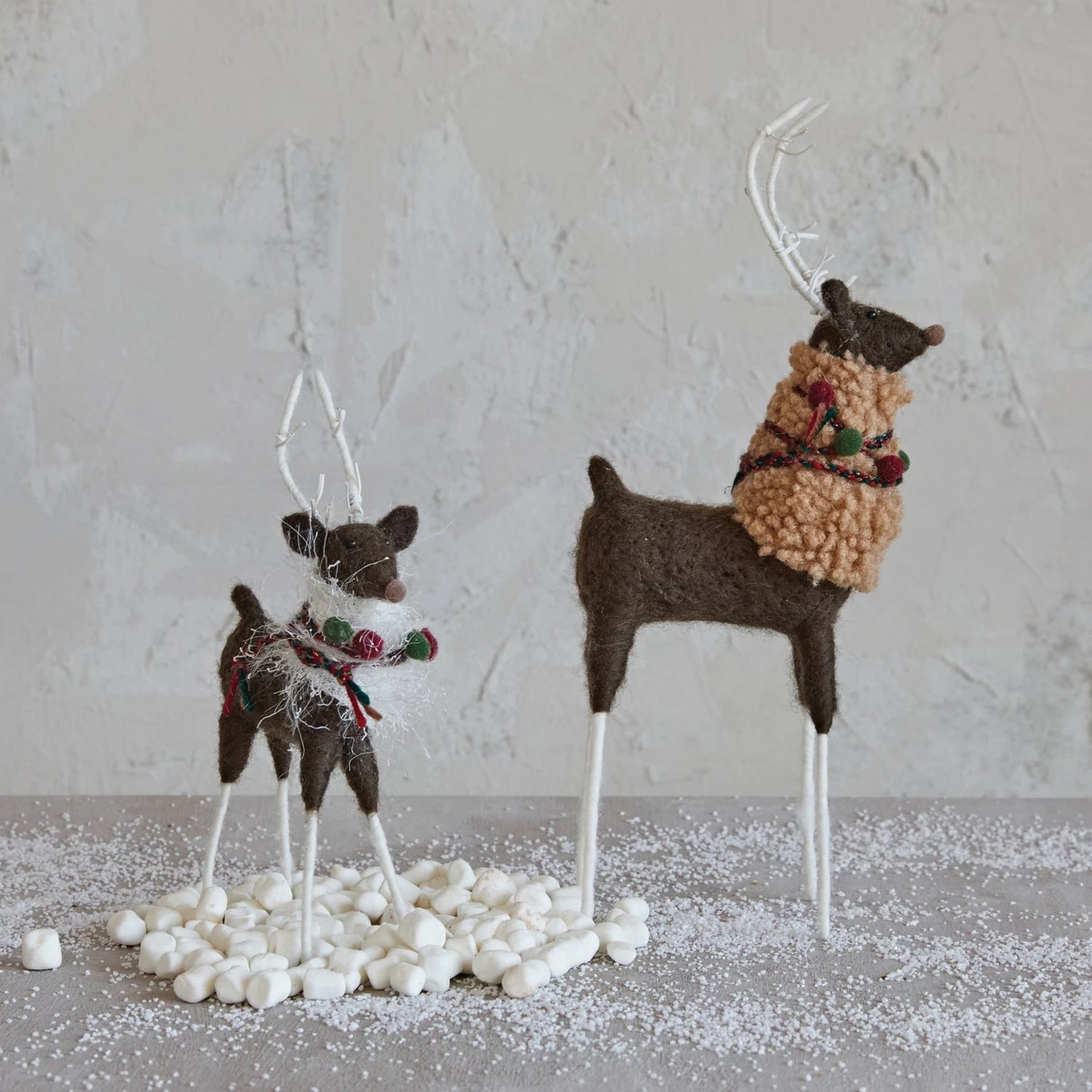 Standing Reindeer with Pom Poms Ornament