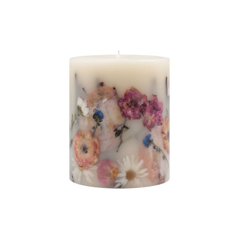 Rosy Rings, Apricot Rose Small Round Botanical Candle - Boutique Dandelion