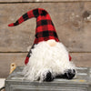 Sitting Plush Red and Black Plaid Santa Gnome