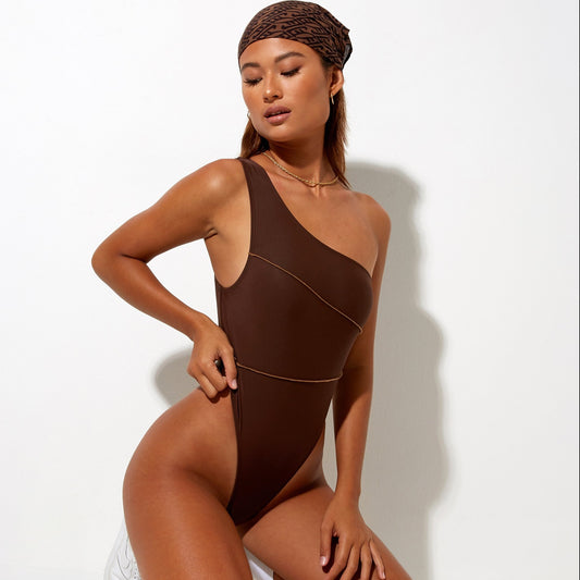 Motel Rocks, Aiko Swimsuit in Choco Brown - Boutique Dandelion