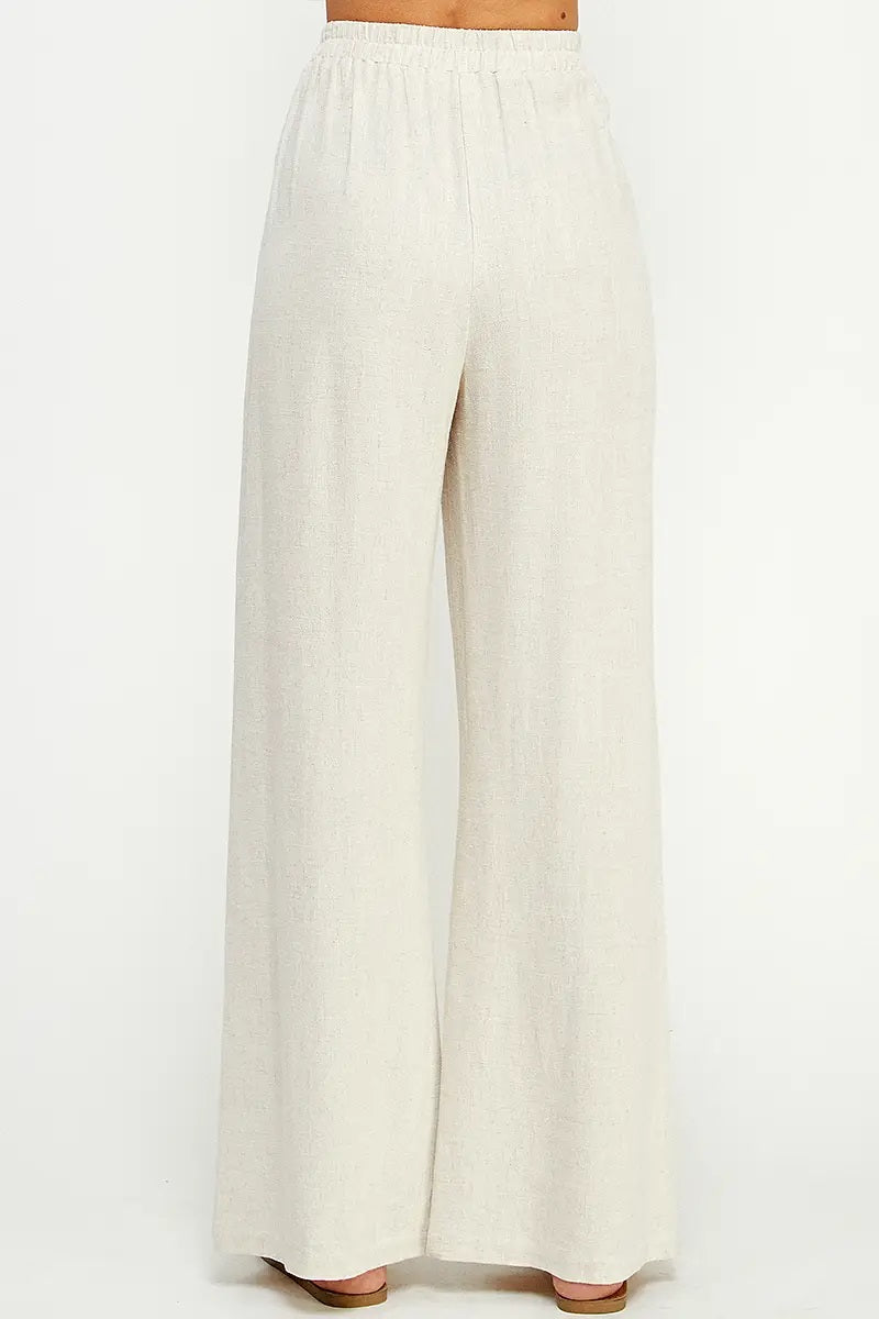 Allie Rose, Linen Blend Trousers with Pleated Pockets
