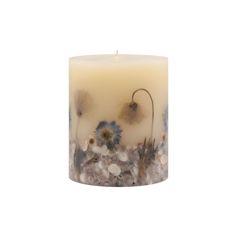 Rosy Rings, Beach Daisy Small Round Botanical Candle 120 Hours Burn Time - Boutique Dandelion