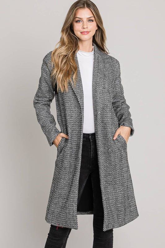 Allie Rose, Chevron Tweed Long Coat