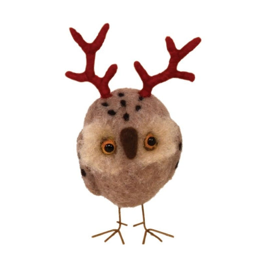 Felted Reindeer Owl Ornament