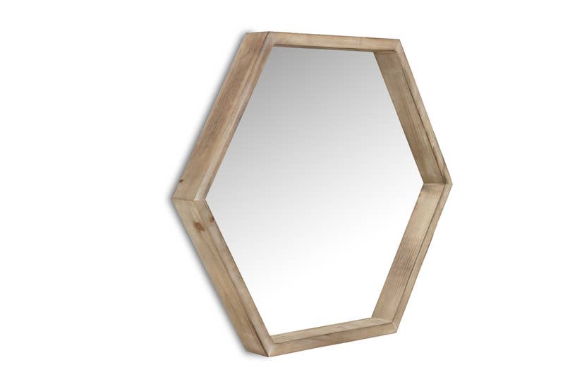 Hexagon mirror with wood frame, Home Goods, Boutique Dandelion, Boutique Dandelion - Boutique Dandelion