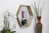Hexagon mirror with wood frame