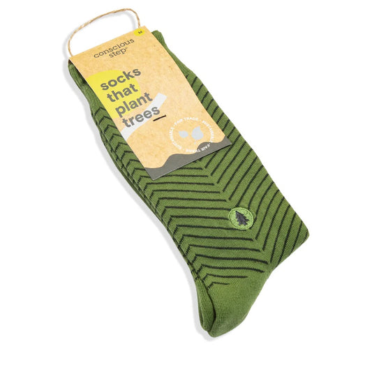 Conscious Step, Socks that Plant Trees - Green with Black Stripes