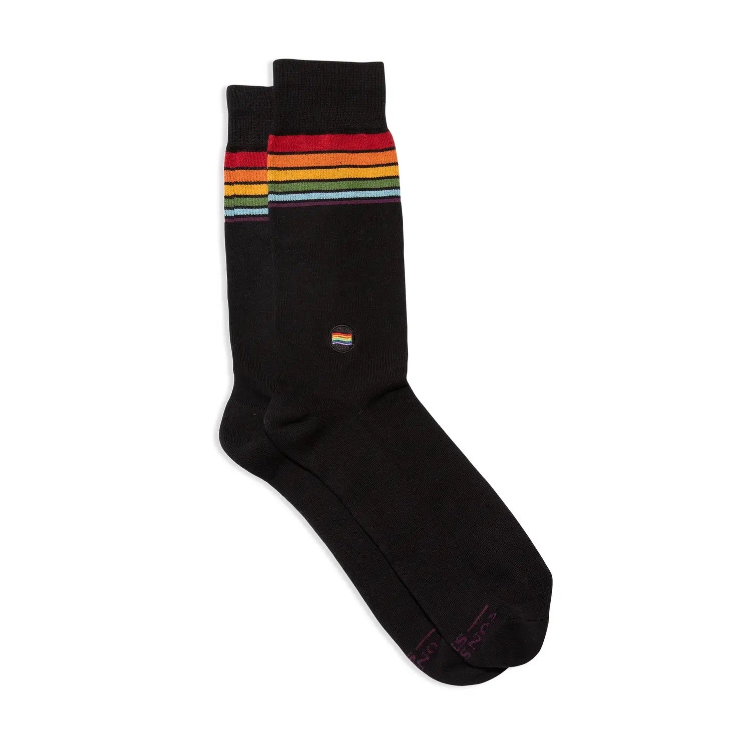 Conscious Step, Unisex Socks that Save LGBTQ Lives in Black Rainbow Stripes - Boutique Dandelion
