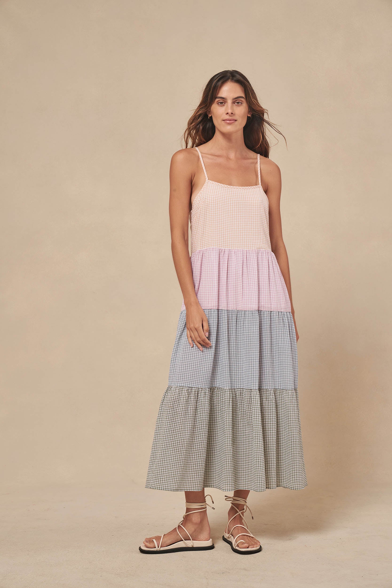 Little Lies, Summer Check Midi Dress in Multi - Boutique Dandelion