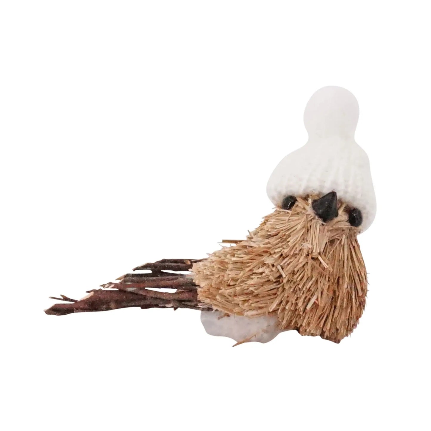 Sisal Bird with White Hat Ornament