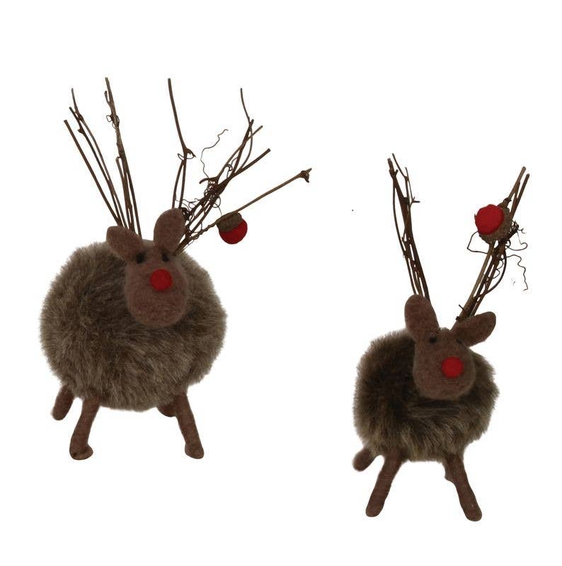 Felted Fluffy Reindeer Moose Holiday Ornament - Boutique Dandelion