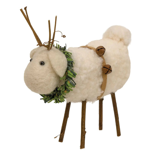 Felted White Standing Sheep Holiday Ornament - Boutique Dandelion