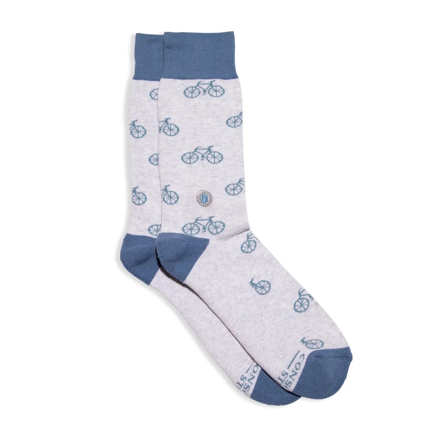 Conscious Step, Unisex Organic Socks That Provide Books in Blue Bike Pattern - Boutique Dandelion
