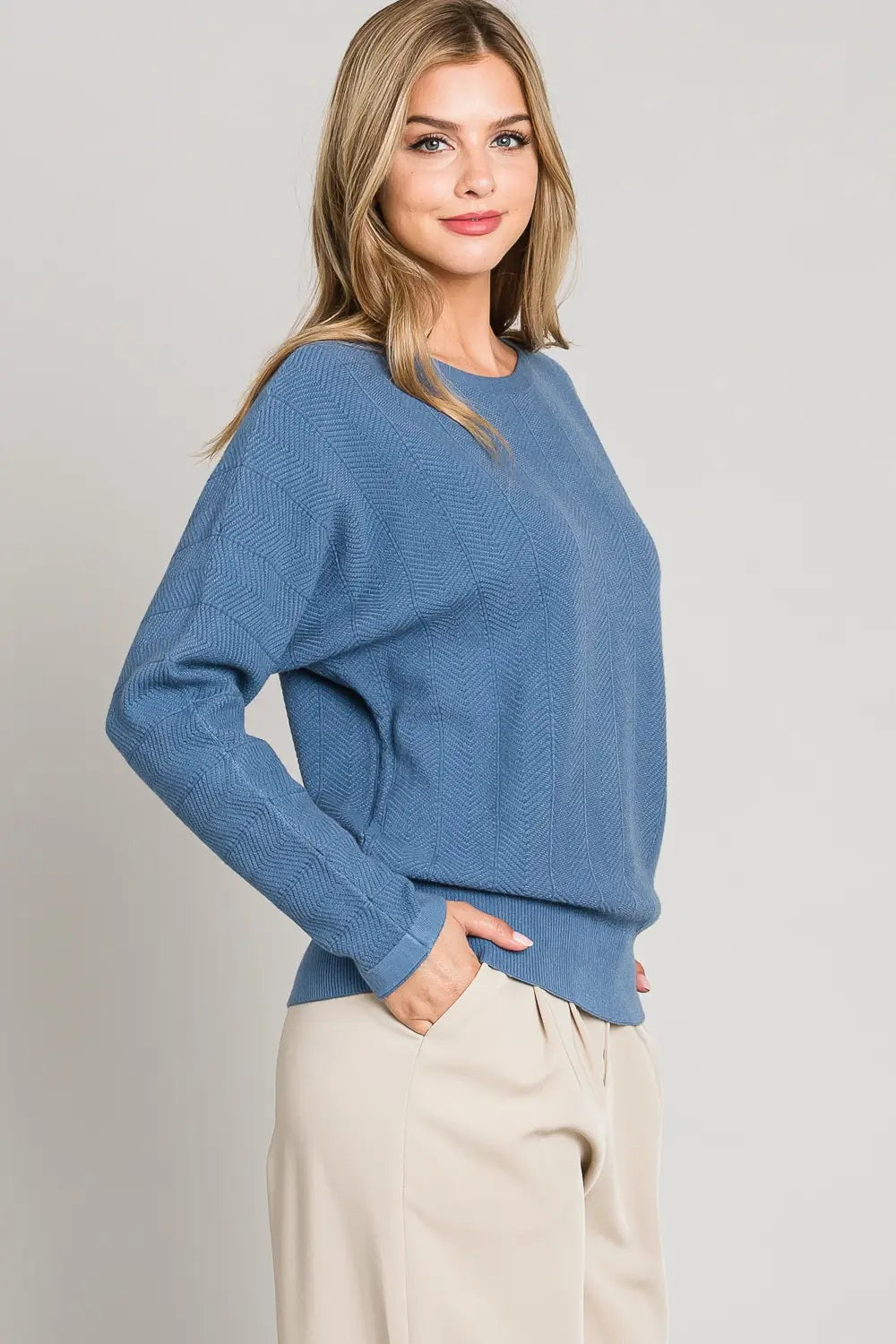 Allie Rose, Soft Chevron Dolman Pullover Sweater