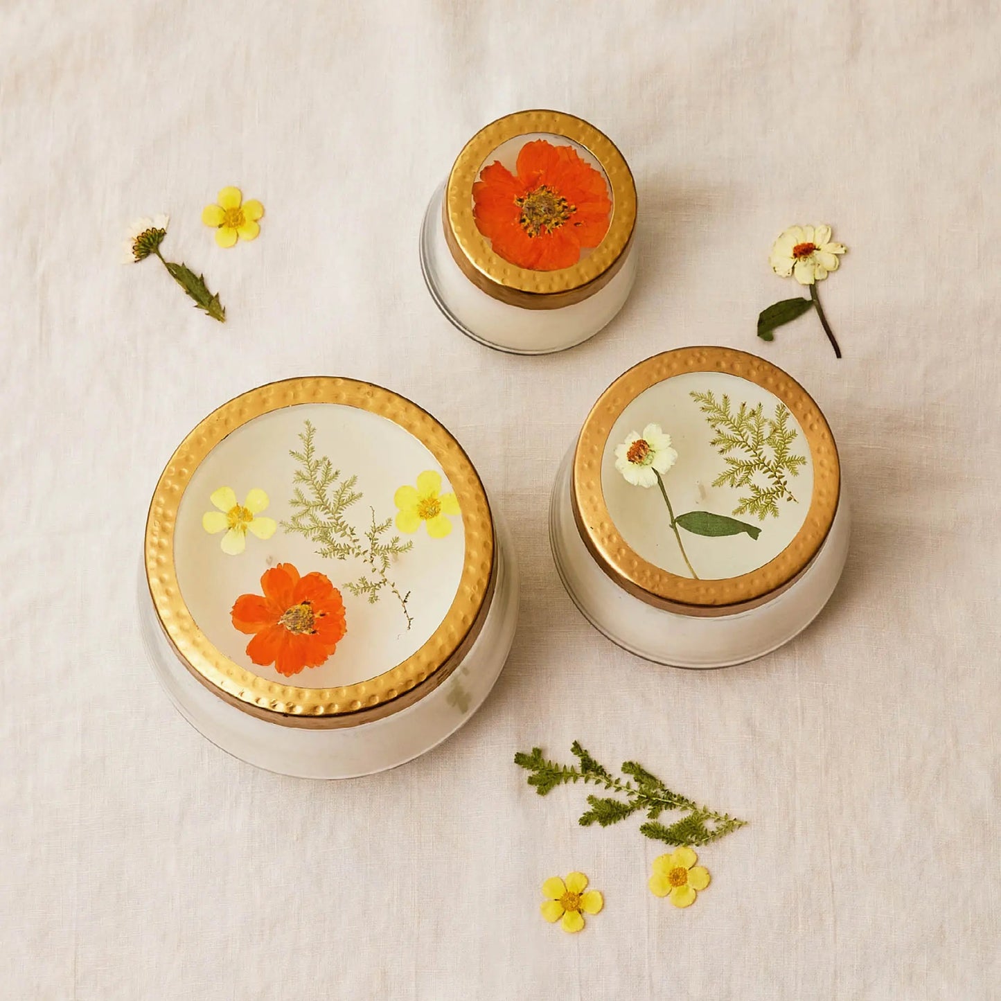 Rosy Rings, Sunlit Neroli Pressed Floral Candle