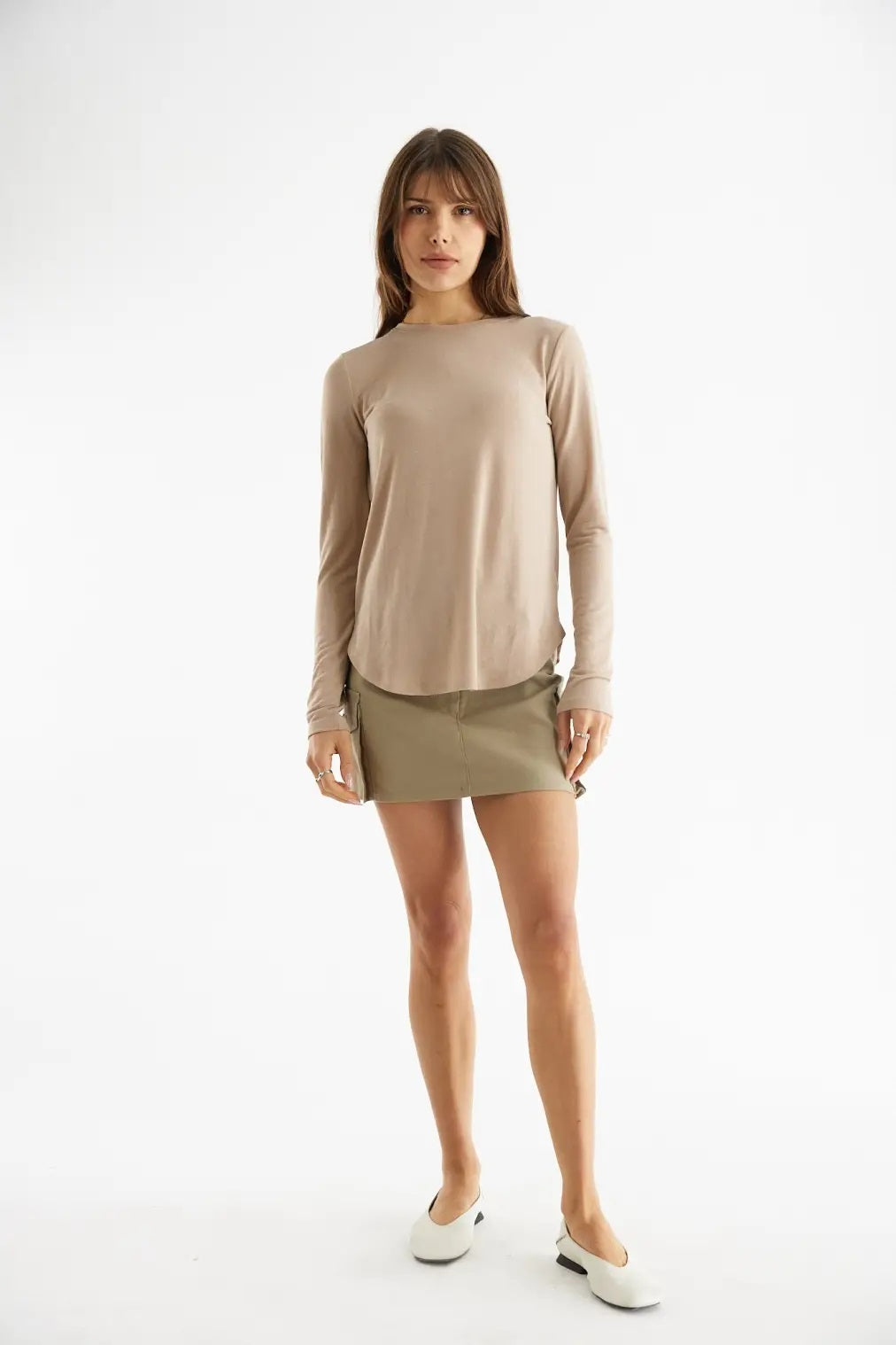 All : Row, The Tami Long Sleeve Top in Beige - Boutique Dandelion