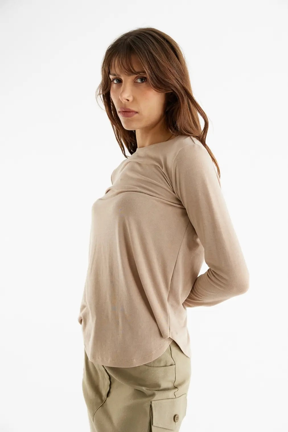 All : Row, The Tami Long Sleeve Top in Beige - Boutique Dandelion