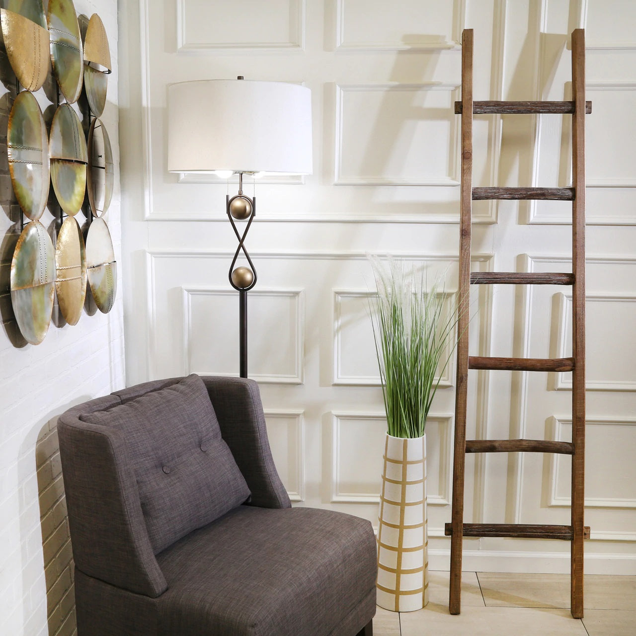 76" Decorative Wooden Ladder