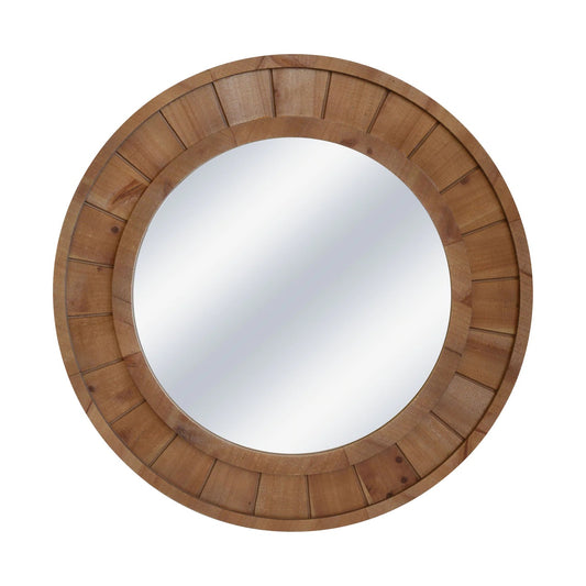 28" Round Wood Frame Wall Mirror