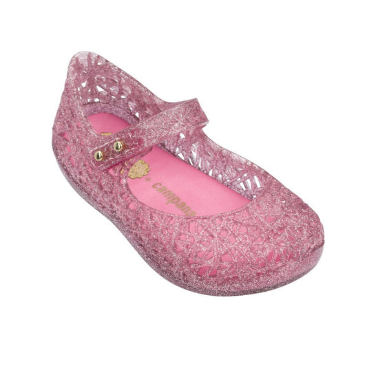 Mini Melissa, Mini Campana Zig Zag in Pink Glitter - Boutique Dandelion