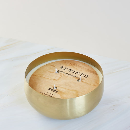 Rewined, Rosè Large Gold Bowl Candle