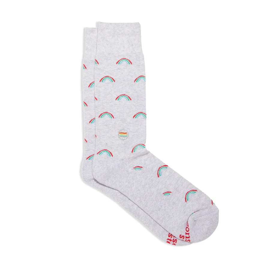 Conscious Step, Socks that Save LGBTQ Lives - Grey Rainbow - Boutique Dandelion
