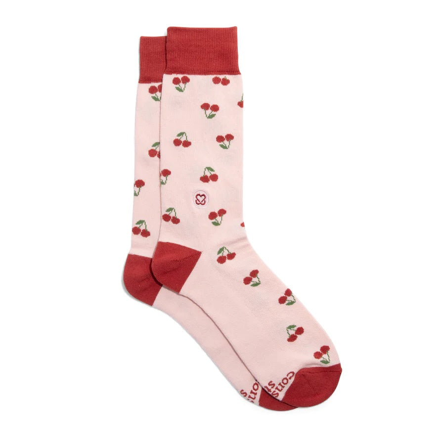 Conscious Step, Socks that Support Self-Checks - Cherries - Boutique Dandelion